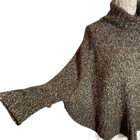Michael Kors Oversized Heather Brown Sweater Turtleneck dropped shoulder M - Picture 5 of 11